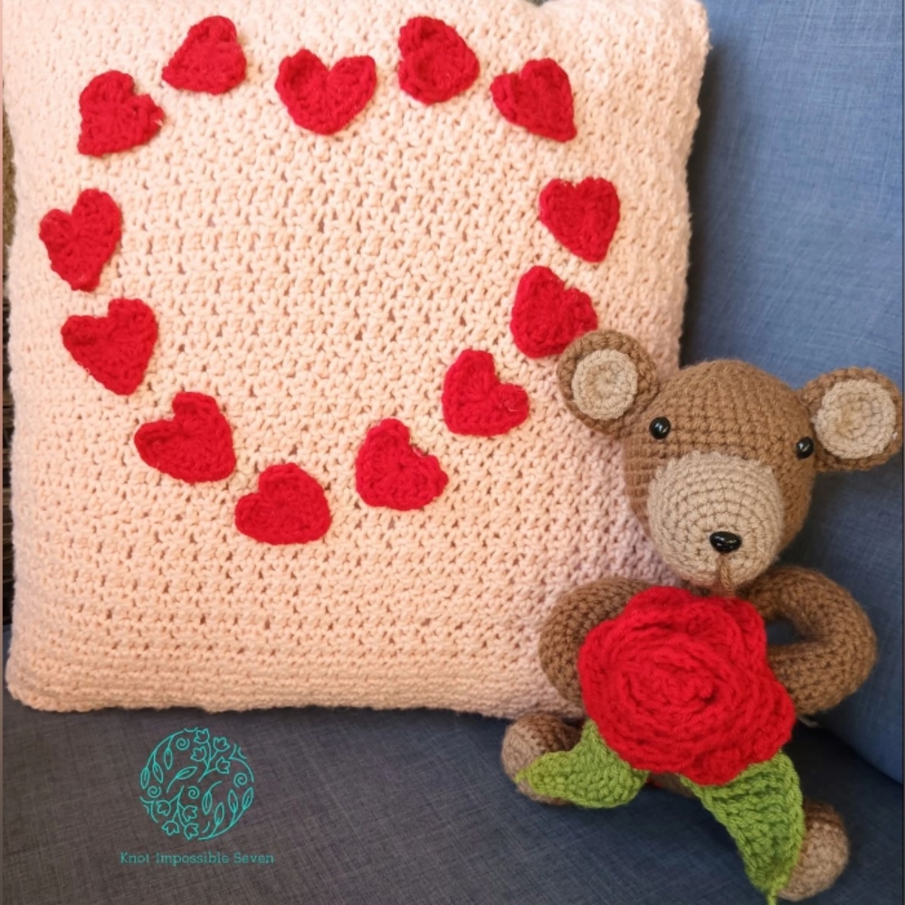 Handmade Heart Pillow and Bear Set